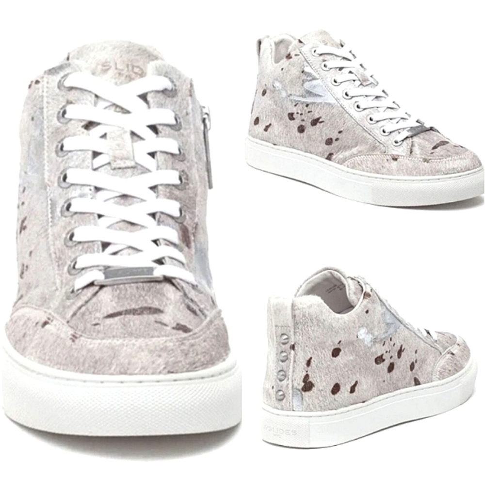 J/SLIDES Ludlow Silver Metallic Pony Hair Sneakers Size 6 Women’s Shoes